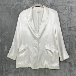 Dissh White Pearl Silky Satin Two Button Lapel Blazer Women's US 4 Event Party